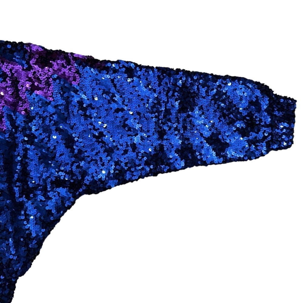 Vintage Lillie Rubin sequin sweater 80's Lightning Bolt Cobalt Blue Party - Picture 15 of 16